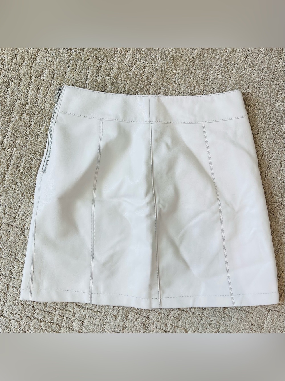 Forever 21 White Faux Leather Panel Mini Skirt